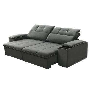 Imagem de Sofá Retrátil e Reclinável 3 Lugares 2,10m com Porta Copos Amore