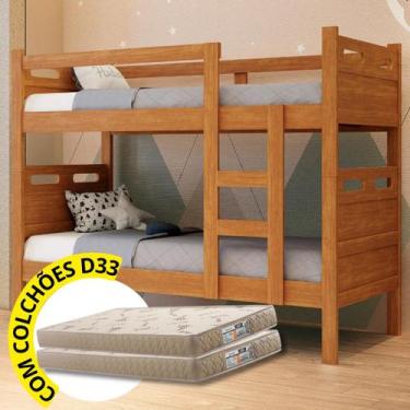 Imagem de Beliche Solteiro Robusta Multifuncional Vira Duas Camas Com Colchão D3