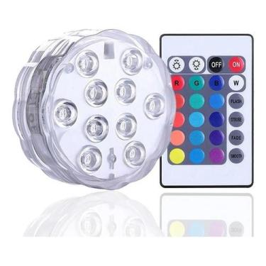 Imagem de Luz De Led Rgb Piscina Aquario Jardim Controle Remoto Pilha - Congratu