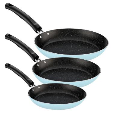 Imagem de Jogo de Frigideiras Kit 3 Peças Antiaderente Alumínio com Revestimento Interno 20CM 24C...