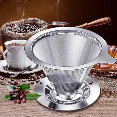 Imagem de Filtro de Café Coador Inox 304 Grande Reutilizável Pour Over em Aço Inoxidável 18-10 para Uso