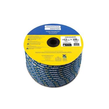 Imagem de Corda Trançada Pet 12 mm para Amarrações de Cargas Resistente Azul Branca Tramontina