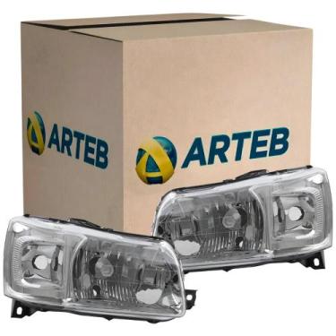 Imagem de Par Farol Fiat Uno Mille Fiorino 2005-2012 H4 Original Arteb - KIT