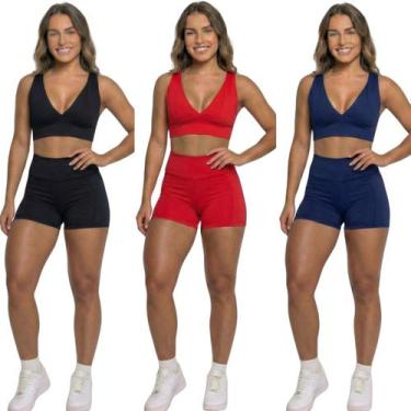 Imagem de KIT 3 Conjunto Top Com Bojo E Short Suplex Bella Fiore Roupa Para Acad