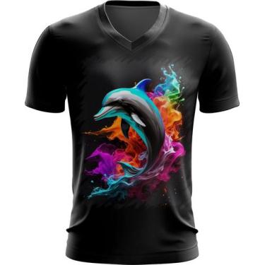 Imagem de Camiseta Gola V Golfinho Inteligência Arte Pintura 1 - Kasubeck Store®