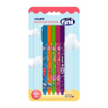 Imagem de Caneta Gel Colorida Leonora Fini Ponta Fina 0,6MM Conjunto com 5 Unidades para Escrita...