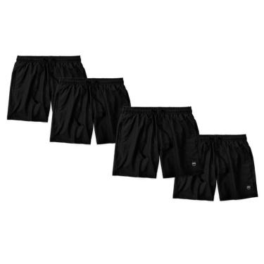 Imagem de Kit 4 Bermudas Life Lisa Short Liso Masculino Básico Mauricinho Tactel - Preto-Unissex