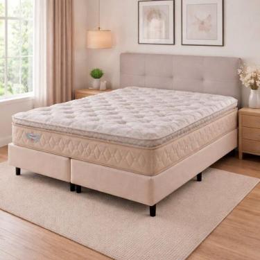 Imagem de Conjunto Queen Base Box Champagne com Colchão Ecoflex 158x198x73, Bege