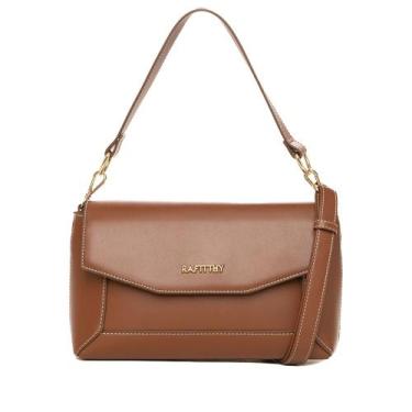 Imagem de Bolsa Feminina Rafitthy Tote Pequena Costura Aparente Marrom, Marrom, 
