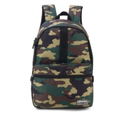 Imagem de Mochila Juvenil De Costas Passeio Escolar Camuflada Up4you, Militar