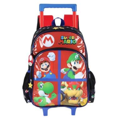 Imagem de Mochila De Rodinhas Escolar Infantil Super Mario Chaveiro - Luxcel, Ve