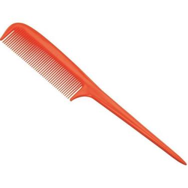 Imagem de Pente fino de plástico cor laranja com pegador. - Plastigel 