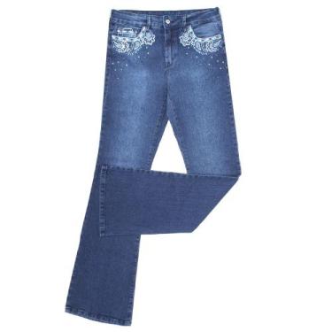 Imagem de Calça Jeans Feminina Azul Flare com Elástano Tassa 36288, 44