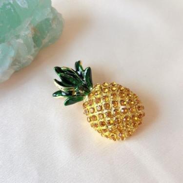 Imagem de Broche Abacaxi com Pedras Brilhantes - Pistache Acessórios