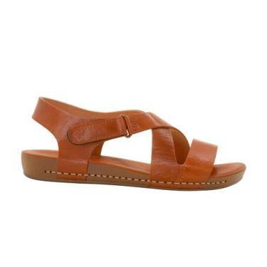 Imagem de Sandália Flatform Andacco Couro Tira Aderente 14229, 36, Castanho