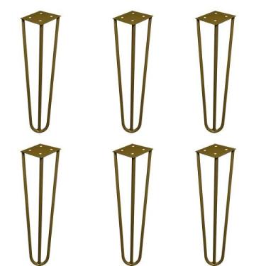 Imagem de Kit 6 Pés de Metal 25 CM Hairpin Legs Rack e Puffs Dourado G41 - Gran 