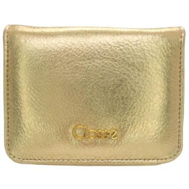 Imagem de Carteira Feminina Pequena Classe Couro Porta Cartão F040, Dourado