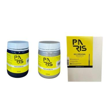 Imagem de Kit Noite Estrelada 250ml 2 Tintas + Tela para pintura 15x20 - Paris