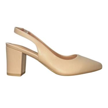 Imagem de Scarpin Slingback de Salto Bloco Feminino Vizzano 1290.503 Bege, Bege,