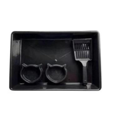 Imagem de Kit Caixa de Areia para Gatos Higiênico com Pá Comedouro Bebedouro Ban