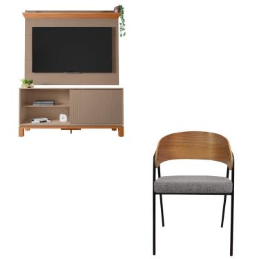 Imagem de Combo Sala Copa Painel Rack Jace + Poltrona Cadeira Aero Caemmun