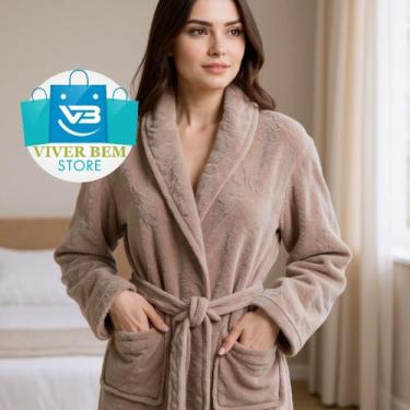 Imagem de Roupão Microfibra Premium super macio Unissex - Viver Bem Estar, Taupe