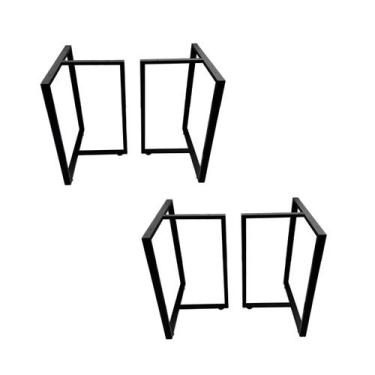 Imagem de Kit 2 Pares Pé de Mesa Ferro 76,5x60 Preto Resistente - INOX LAURINDOS