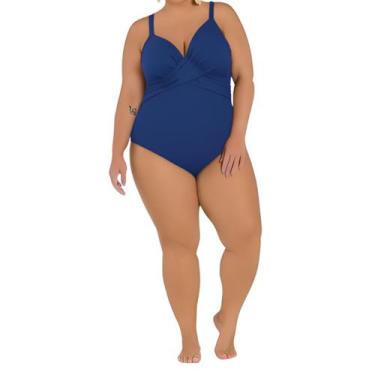 Imagem de Maio Plus Size Modelador Meia Taça Arsie Costas Decotadas, Azul guapor