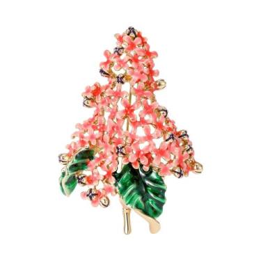 Imagem de Broches De Hortênsia Esmaltados Unissex Femininos Com Strass, Alfinete