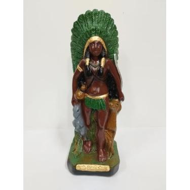 Imagem de Imagem em gesso cabocla  caçadora verde  22,5 cm - CASA FÉ