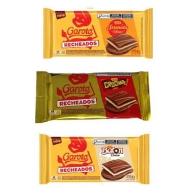 Imagem de Kit 3 Barra Chocolate Recheados Serenata do Amor + Crocante + Baton Ne