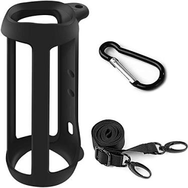 Imagem de Capa de silicone compatível com alto-falante Bluetooth portátil FLIP 5, capa de gel macia, capa de borracha, bolsa de transporte de viagem com alça não compatível com Flip 6 (alto-falante não incluído