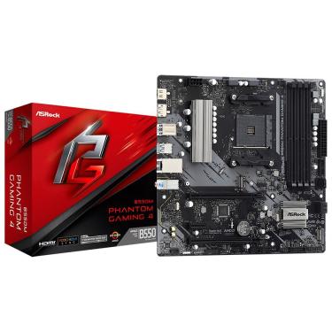 Imagem de Placa Mãe B550M Phantom Gaming 4 com Pcie 4.0 e RGB para AMD AM4 DDR4 Micro ATX Asrock