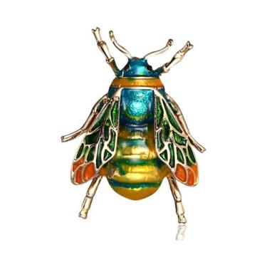 Imagem de Broche De Abelha Colorido Com Esmalte E Strass De Cristal, Joia Animal