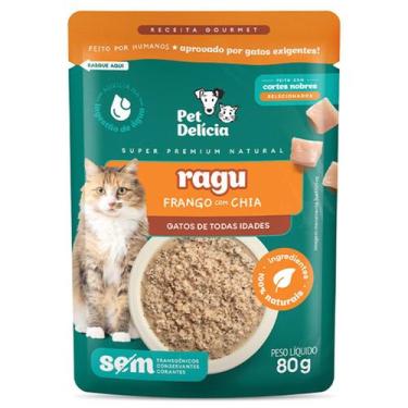 Imagem de Ração Úmida Sachê Pet Delícia Gato Ragu De Frango com Chia 80g - PET D