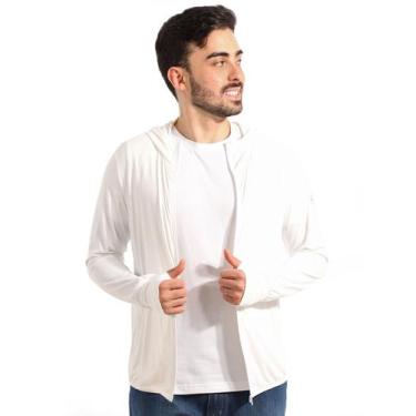 Imagem de Jaqueta masculina de poliamida lisa esportiva capuz proteção solar uv 