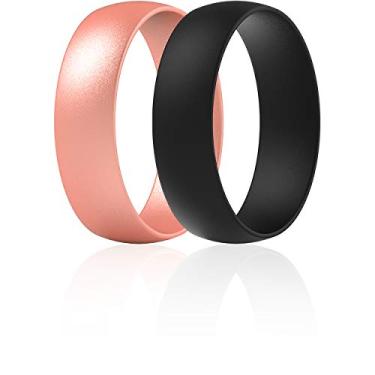Imagem de ThunderFit Anéis de casamento de silicone unissex, alianças de noivado de borracha 6 mm de largura 1,65 mm de espessura - 1/2/3/4/5/6/7 pacote variado, 6.5 - 7 (17.75mm), Silicone, Sem pedra preciosa