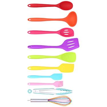 Imagem de Conjunto de utensílios de cozinha de cozinha, 10 peças/conjunto de utensílios de cozinha de silicone, espátula antiaderente, colher para batedor de ovos (colorido)