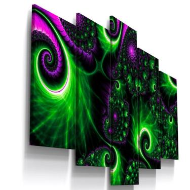 Imagem de Quadros Decorativos Espectral Verde Abstrato Sala 