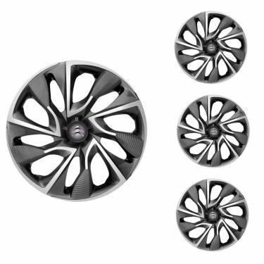 Imagem de Jogo Calota Aro 14 DS4 Sport Cup Elitte Grafite Prata + Emblema Resinado Citroen (C3 C4 Aircross Berlingo)