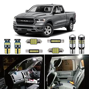Imagem de AUTOGINE Kit de luzes LED interiores brancas de 12 peças para Dodge Ram 2019 2020 2021 1500 2500 3500 Super Bright 6000K Pacote de lâmpadas de LED interiores + Ferramenta de instalação