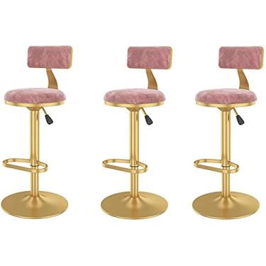 Imagem de Banco de Bar Banco de Café de 3 Peças de Altura, Banco Alto de Veludo Ajustável de Altura com Base Cromada e Banco de Pés, Adequado para Cozinha, Pátio, Café, Taberna (Color : B1)