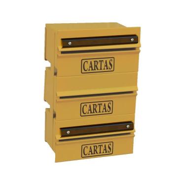 Imagem de Caixa Correio Condomínio Detrás Para Grade Amarela 3 Módulos