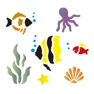 Imagem de Stencil de Acetato para Pintura OPA 14 x 14 cm - 987 Fundo do Mar