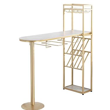 Imagem de KIZQYN Mesa de bar casa mesa de bar armário de sala de estar rack de vinho pequeno apartamento mesa alta e cadeira contra a parede mesa de bar conjunto de mesa de pub (tamanho: 140 * 40 * 105cm)