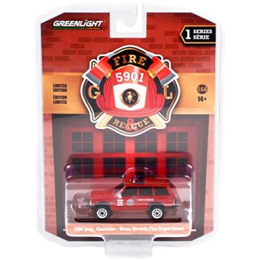 Imagem de 1990 Cherokee Red Reno Fire Department (Nevada) Fire & Rescue Series 1 1/64 Diecast Model Car by Greenlight 67010 D