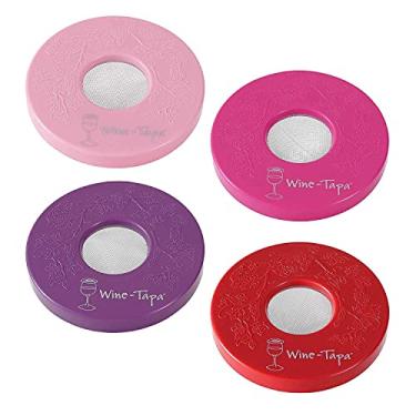 Imagem de Capas para copos de vinho Tapa - Mantenha os insetos longe de taças de vinho ao ar livre - Use como capa para canecas de café, latas de refrigerante e copos, conjunto de 4 capas para bebidas sem derramamento (beijável)