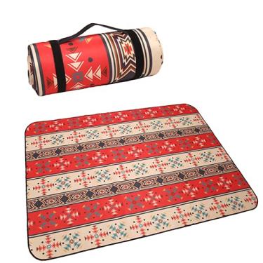 Imagem de Yajun Tapete de piquenique para família vintage impresso dobrável impermeável à prova de areia multifuncional cobertor de praia para viagem, vermelho, 300 * 300 cm