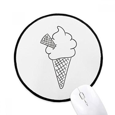 Imagem de Mouse pad Black Line Cream Cones Soft Cones Ice Cream Desktop Office Tapete redondo para computador