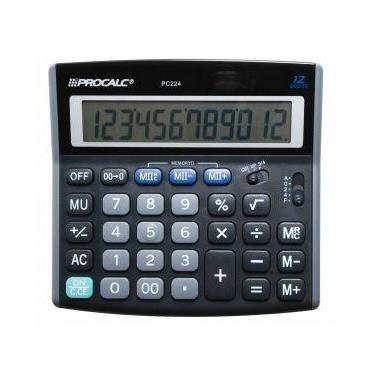 Imagem de Calculadora Procalc Pc224 12 Díg Arredondamento Solar/Bateria Dupla Me